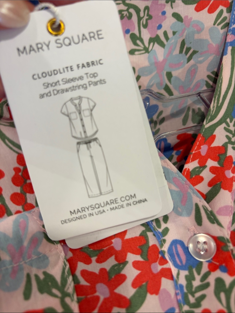NWT - Mary Square Serena Cropped Pajama Set | Happy Blooms Pink - Picture 5 of 5